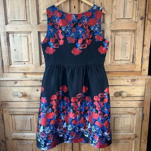 NWT‎ Frock Shop XL Black Red Sleeveless Floral Dress - Picture 10 of 14